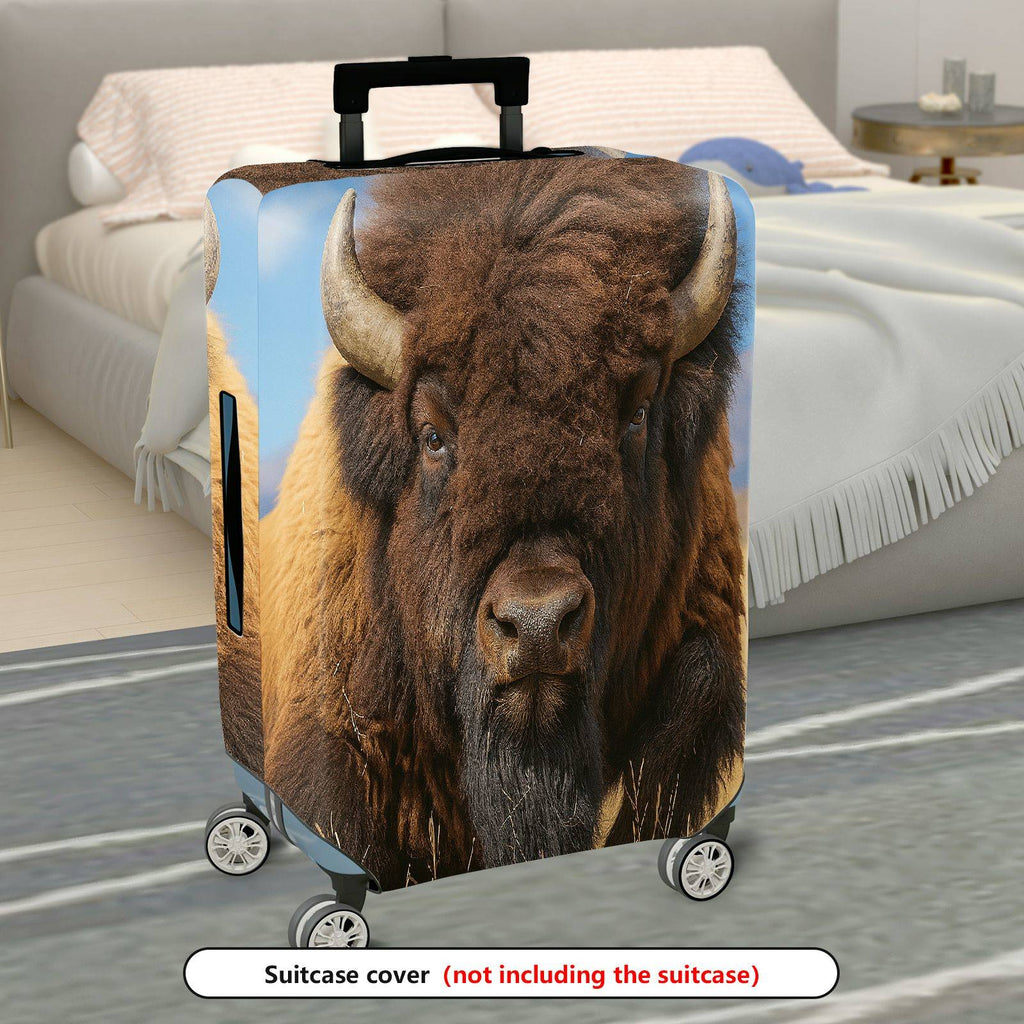 1-Piece Animal Wildlife Nature Scenery Western Landscape Buffalo  Suitcase Luggage Cover, Stretch Protective Sleeve
