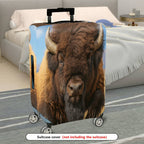 1-Piece Animal Wildlife Nature Scenery Western Landscape Buffalo  Suitcase Luggage Cover, Stretch Protective Sleeve