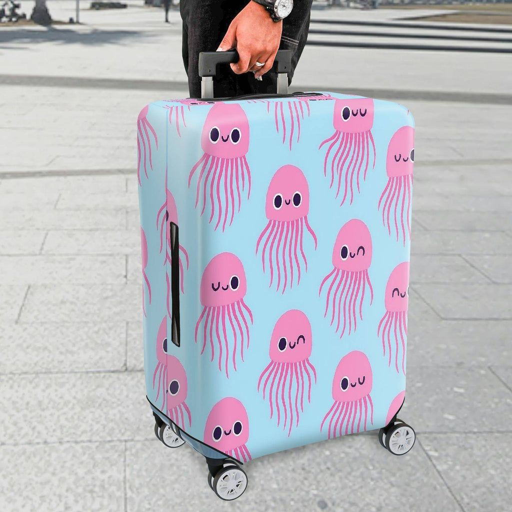 1-Piece Pink Cute  Jellyfish Sea Animal Ocean Travel  Suitcase Luggage Cover, Stretch Protective Sleeve