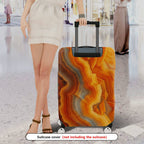 1-Piece Abstract Geometric Orange Blue Wave Dynamic Artistic  Suitcase Luggage Cover, Stretch Protective Sleeve