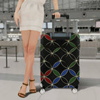 1-Piece Geometric Modern Chic Multicolor Artistic Black  Suitcase Luggage Cover, Stretch Protective Sleeve