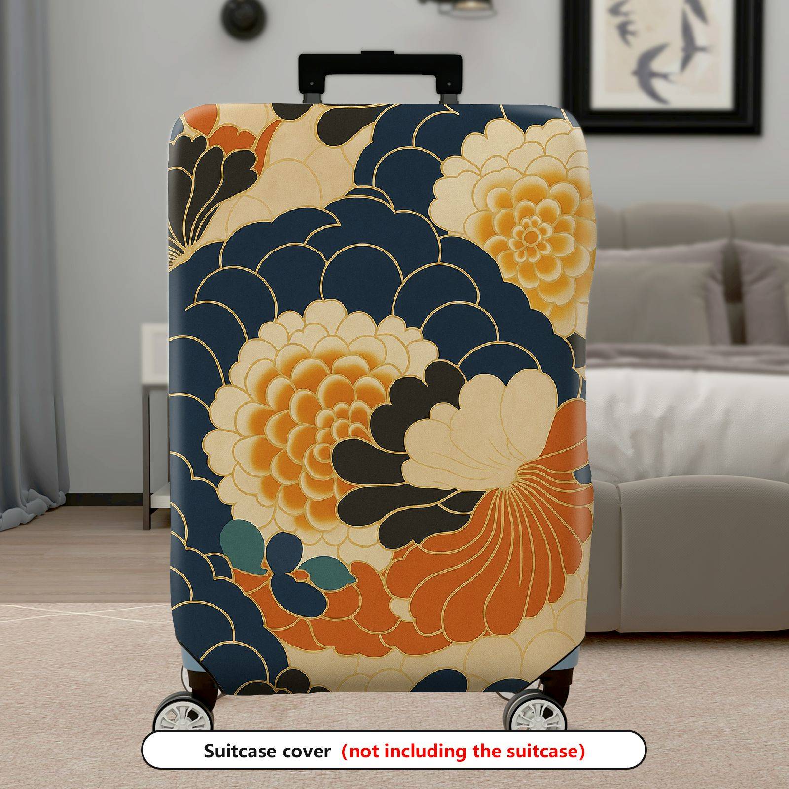 1-Piece Floral Pattern Retro Stylish Unique Traditional Vintage Artistic  Suitcase Luggage Cover, Stretch Protective Sleeve