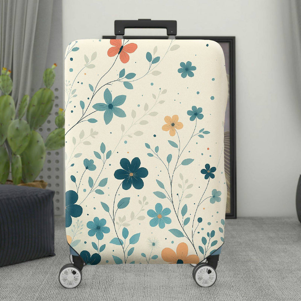 1-Piece Floral Leaf Pattern Decorative Travel  Suitcase Luggage Cover, Stretch Protective Sleeve
