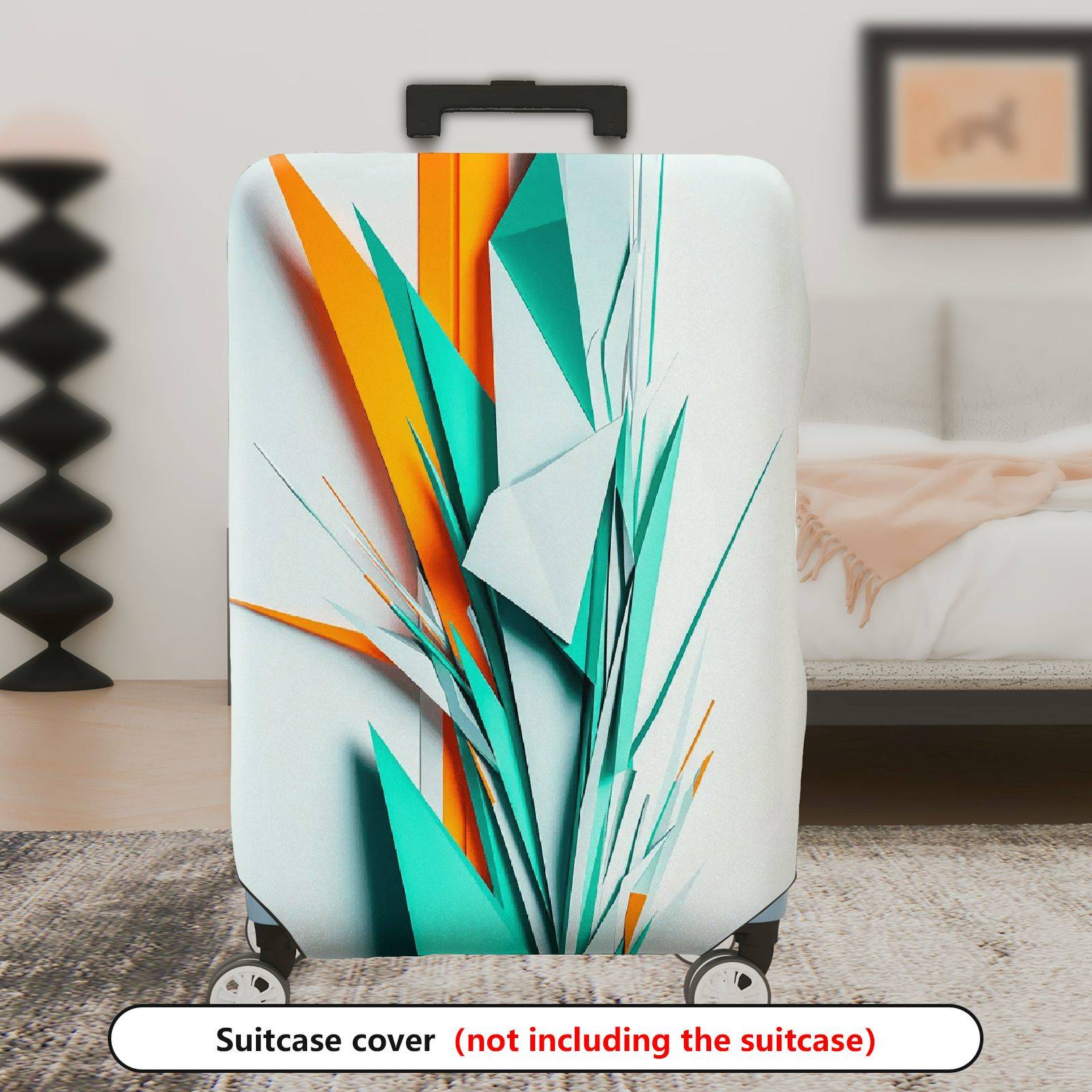1-Piece Geometric Abstract Modern Colorful Vibrant Artistic  Suitcase Luggage Cover, Stretch Protective Sleeve