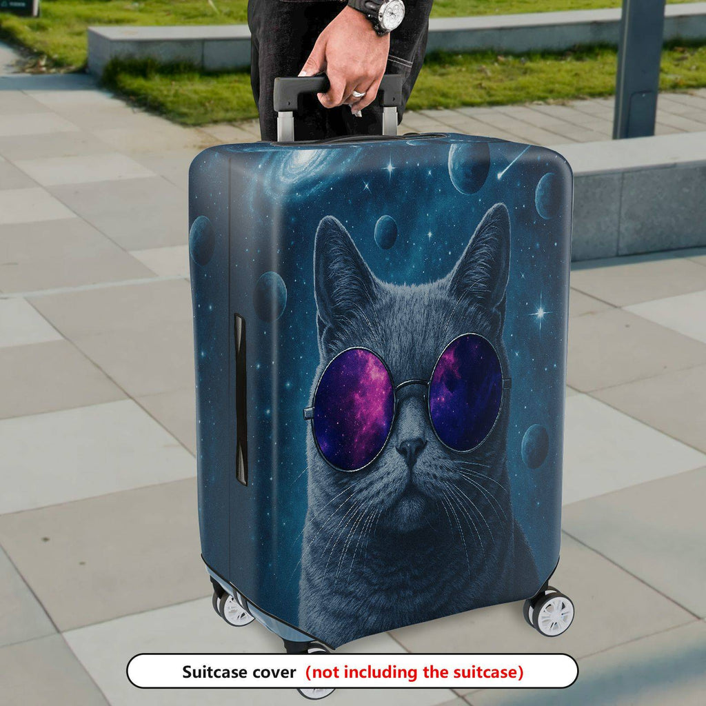 1-Piece Galaxy Cat Space Cosmic Astronaut Art  Suitcase Luggage Cover, Stretch Protective Sleeve