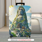 1-Piece Mountain Nature Landscape Temple Birds Sunlight  Suitcase Luggage Cover, Stretch Protective Sleeve