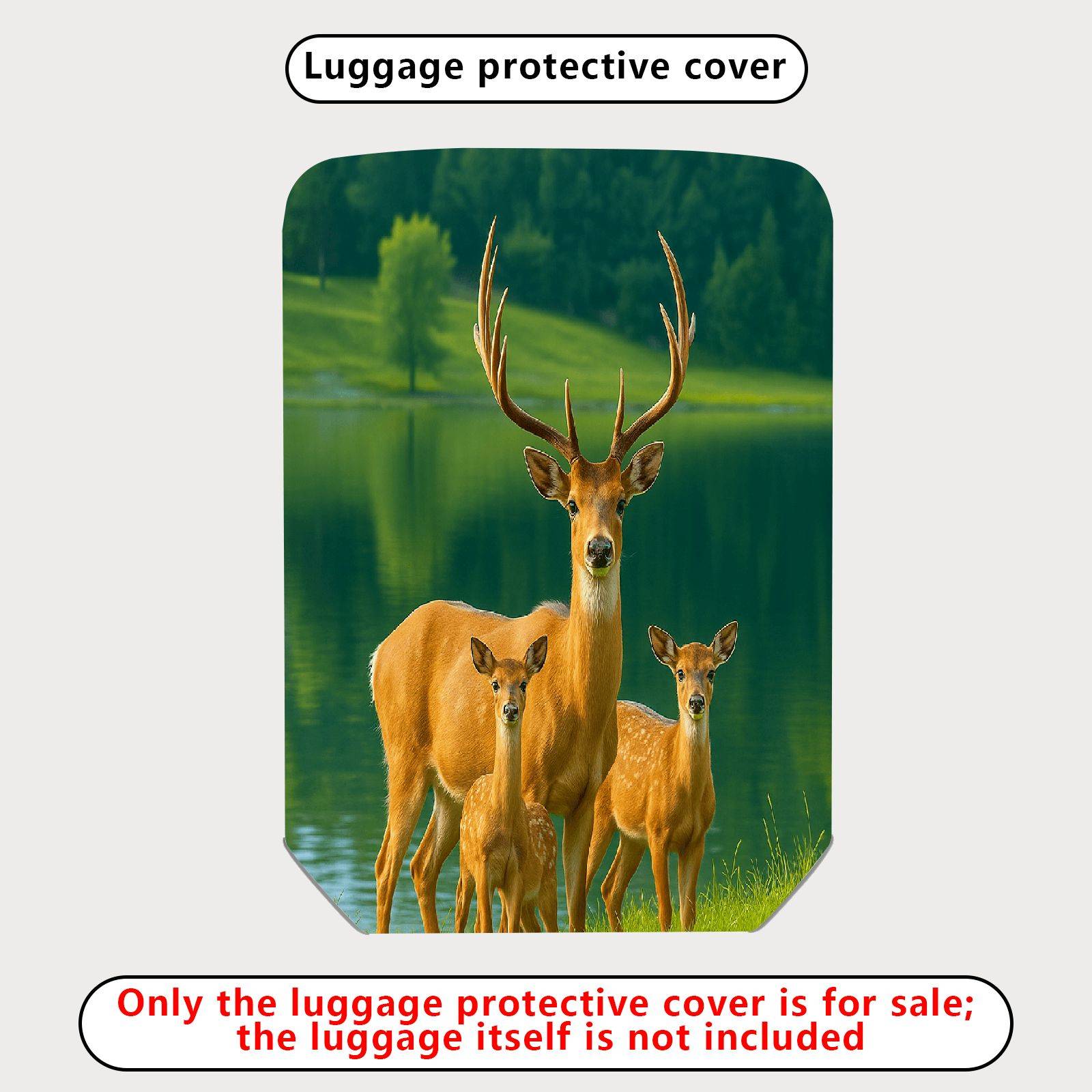 1-Piece Deer Nature Lake Forest Wildlife Landscape  Suitcase Luggage Cover, Stretch Protective Sleeve