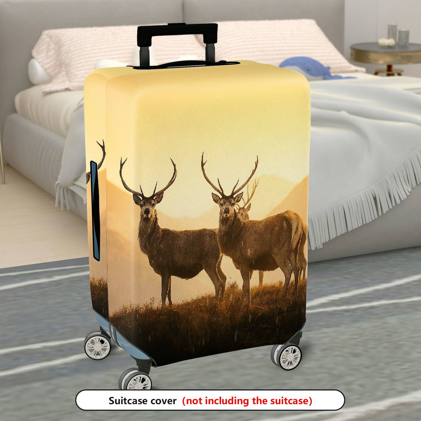 1-Piece Elegant Deer Mountain Nature Landscape Wildlife Sunlight  Suitcase Luggage Cover, Stretch Protective Sleeve