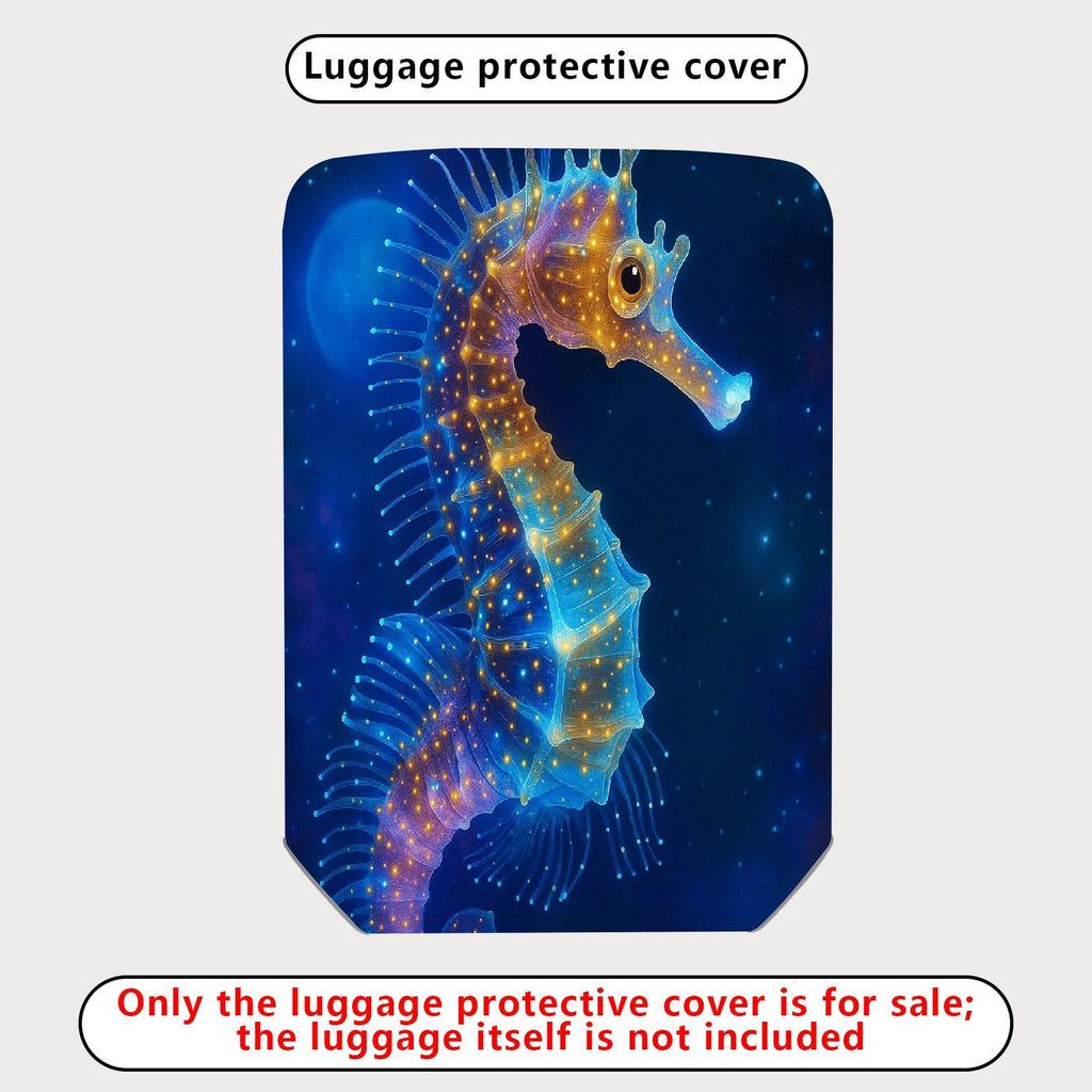 1-Piece Glowing Seahorse Ocean Starry Night Cosmic Artistic Fantasy  Suitcase Luggage Cover, Stretch Protective Sleeve