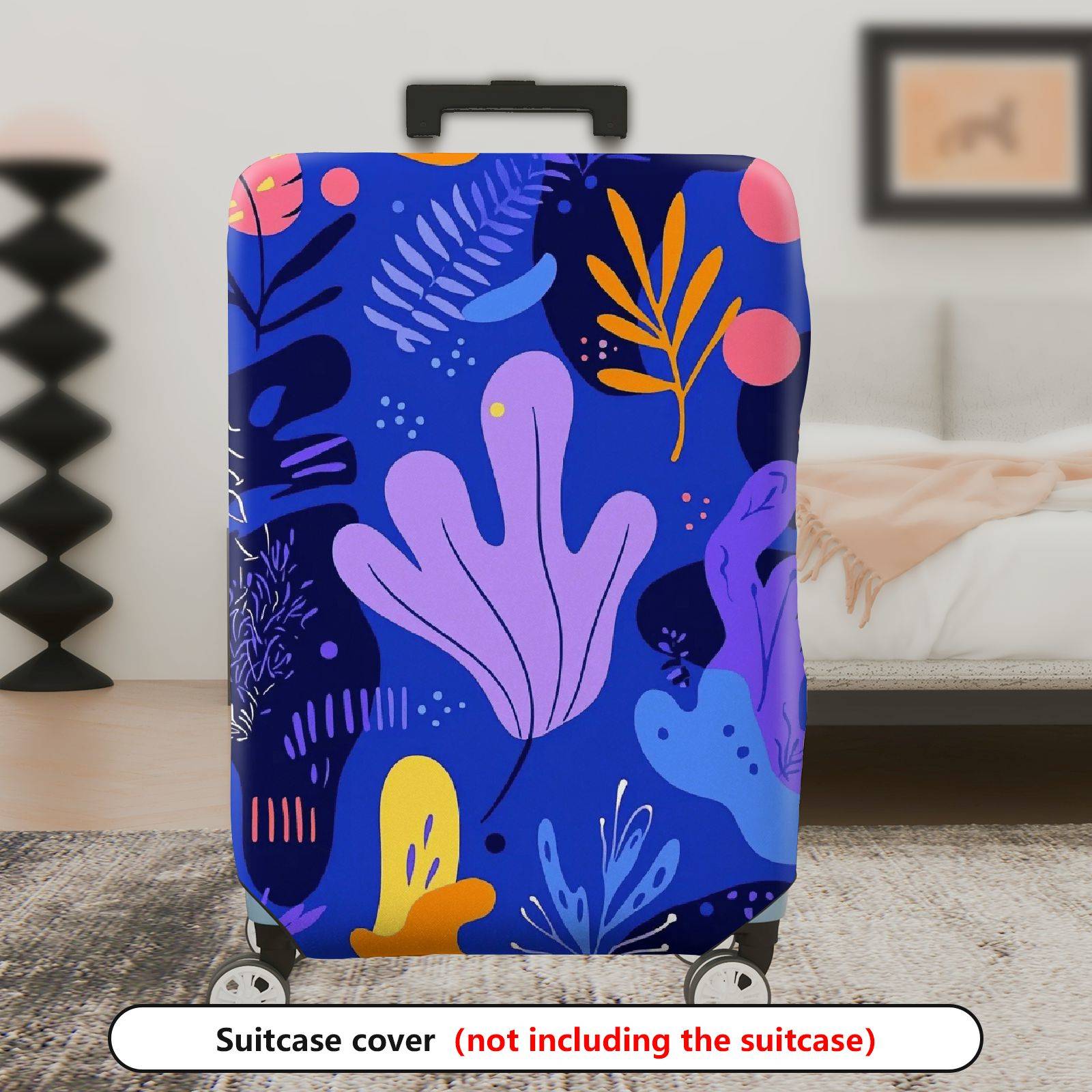1-Piece Abstract Botanical Colorful Artistic Vibrant Nature  Suitcase Luggage Cover, Stretch Protective Sleeve