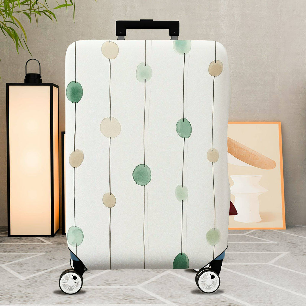 1-Piece Green Beige Abstract Geometric Minimalist Modern  Suitcase Luggage Cover, Stretch Protective Sleeve
