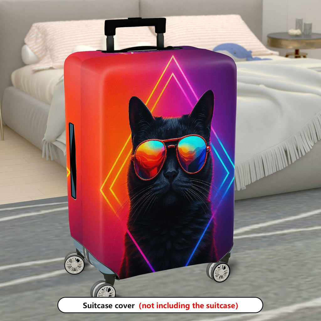 1-Piece Cat Sunglasses  Geometric Cool Trendy  Suitcase Luggage Cover, Stretch Protective Sleeve