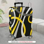 1-Piece Abstract Modern Geometric Artistic Black Yellow Gray  Suitcase Luggage Cover, Stretch Protective Sleeve