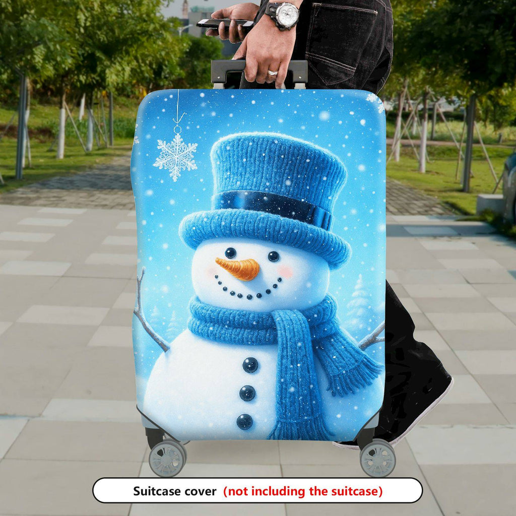1-Piece Snowman Winter Christmas Holiday Fun Travel  Suitcase Luggage Cover, Stretch Protective Sleeve