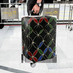 1-Piece Geometric Modern Chic Multicolor Artistic Black  Suitcase Luggage Cover, Stretch Protective Sleeve