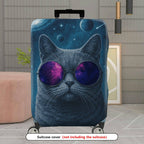 1-Piece Galaxy Cat Space Cosmic Astronaut Art  Suitcase Luggage Cover, Stretch Protective Sleeve