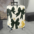 1-Piece Elegant Black Bow Daisy Floral Leaf  Suitcase Luggage Cover, Stretch Protective Sleeve