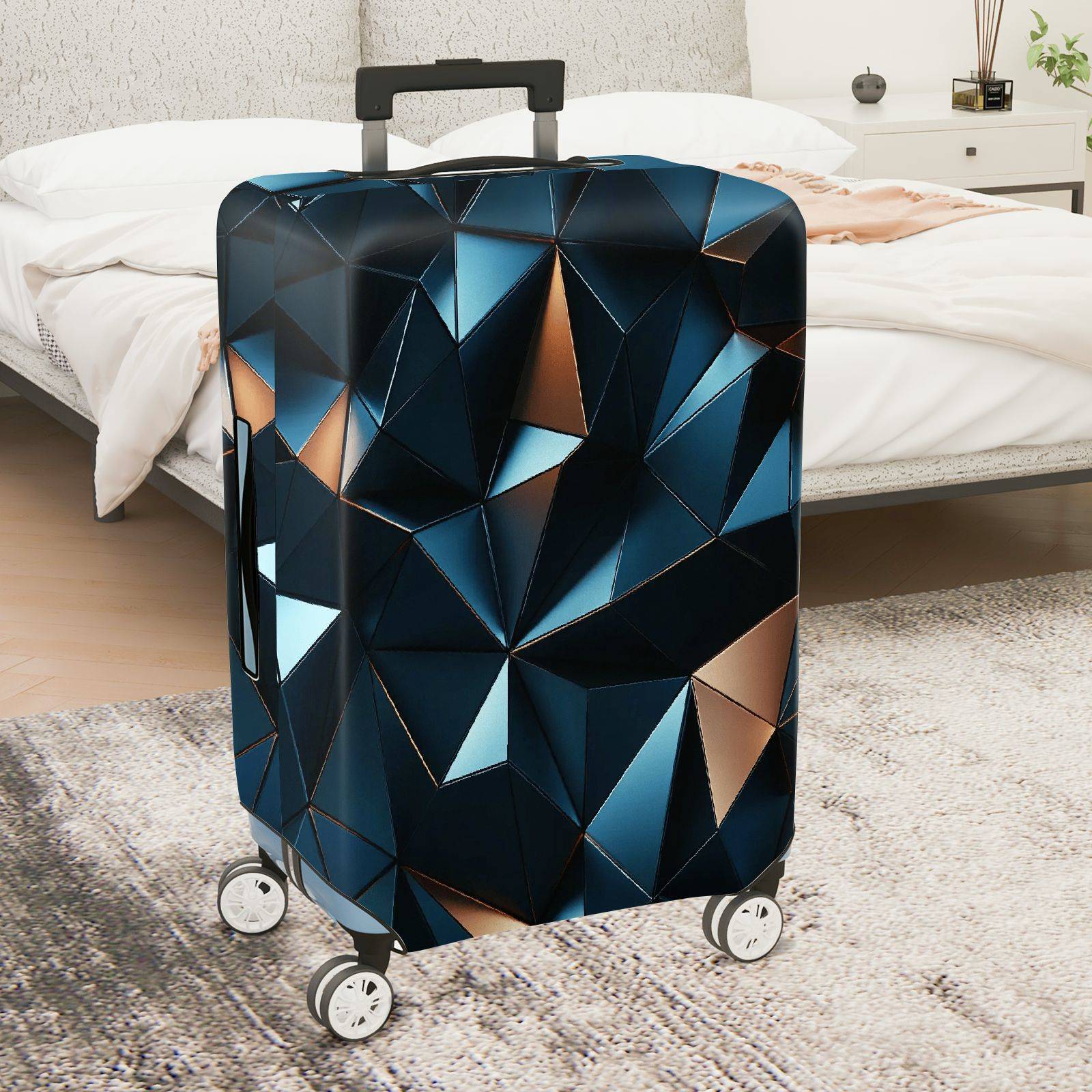 1-Piece Geometric Abstract Modern Stylish Artistic Unique  Suitcase Luggage Cover, Stretch Protective Sleeve