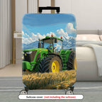 1-Piece Green Tractor Field Mountain Rural Landscape  Suitcase Luggage Cover, Stretch Protective Sleeve