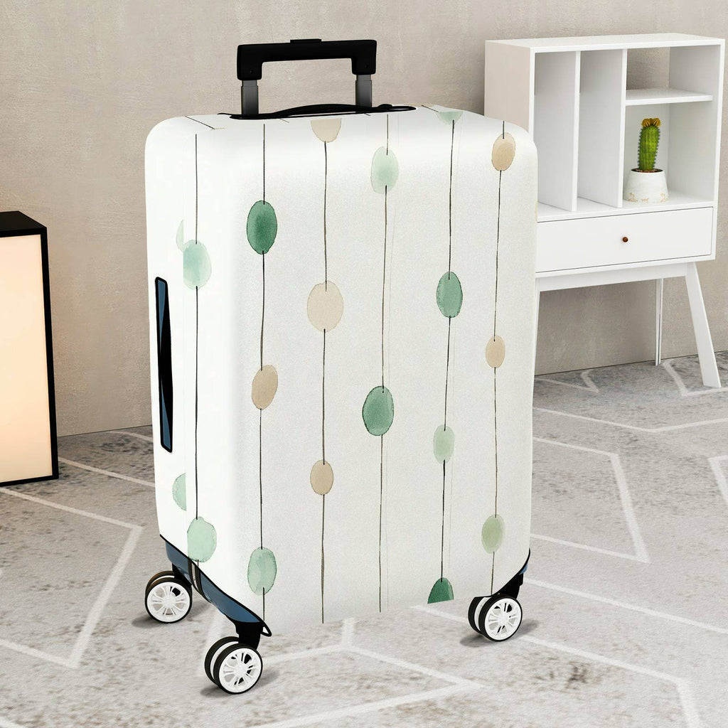 1-Piece Green Beige Abstract Geometric Minimalist Modern  Suitcase Luggage Cover, Stretch Protective Sleeve