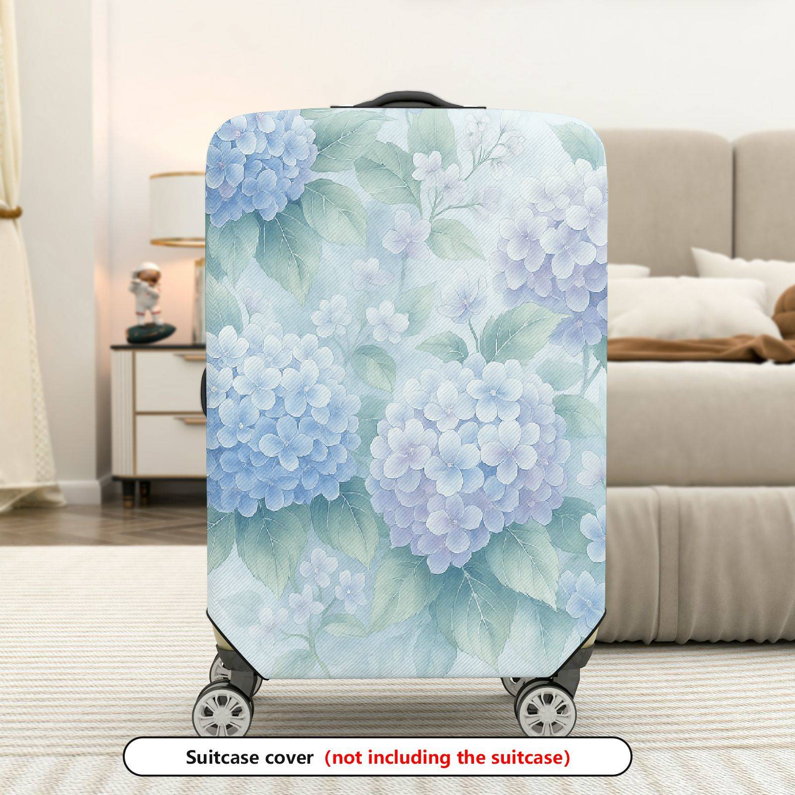 1-Piece Floral Hydrangea Leaf Pastel Nature Artistic  Suitcase Luggage Cover, Stretch Protective Sleeve