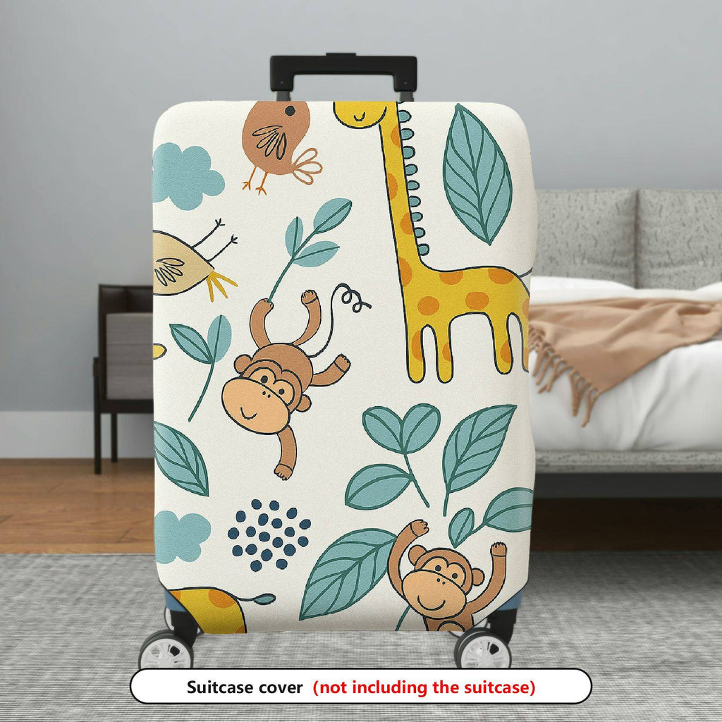 1-Piece Cute  Animal Leaf Giraffe Monkey Bird  Suitcase Luggage Cover, Stretch Protective Sleeve