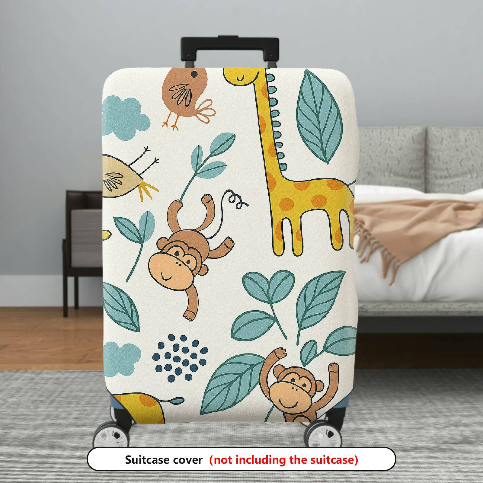 1-Piece Cute  Animal Leaf Giraffe Monkey Bird  Suitcase Luggage Cover, Stretch Protective Sleeve