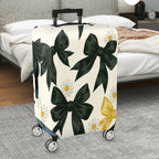 1-Piece Elegant Black Bow Daisy Floral Leaf  Suitcase Luggage Cover, Stretch Protective Sleeve
