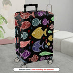 1-Piece Colorful Fish Pattern Ocean  Artistic Vibrant  Suitcase Luggage Cover, Stretch Protective Sleeve