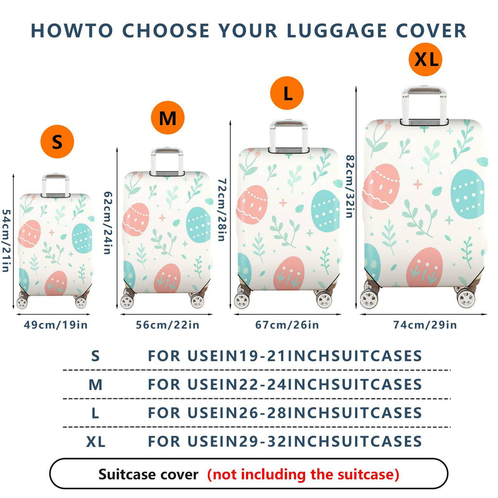 1-Piece Pastel Easter Egg Nature Plant Floral  Suitcase Luggage Cover, Stretch Protective Sleeve