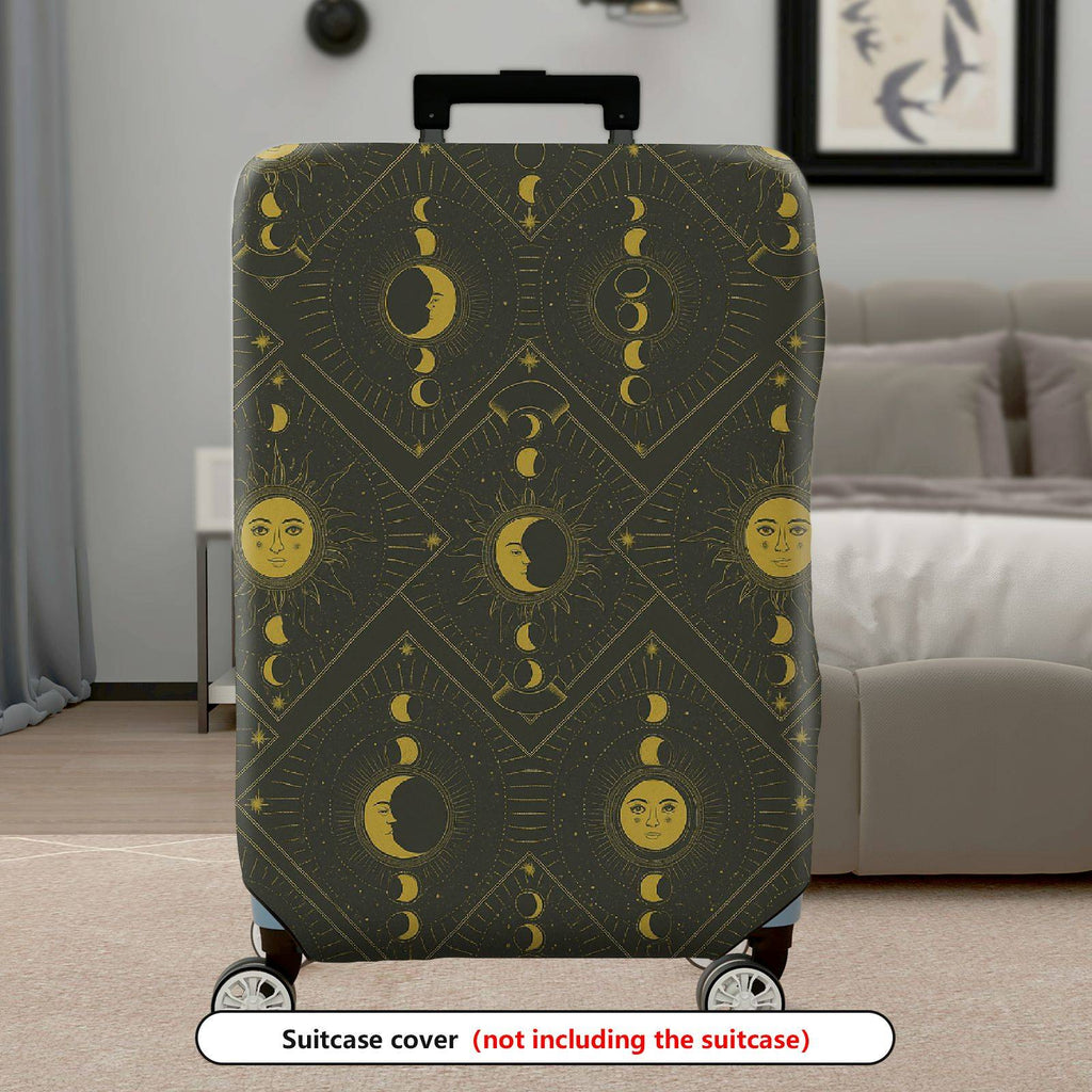 1-Piece Moon Sun Star Galaxy Mystic Geometric  Suitcase Luggage Cover, Stretch Protective Sleeve