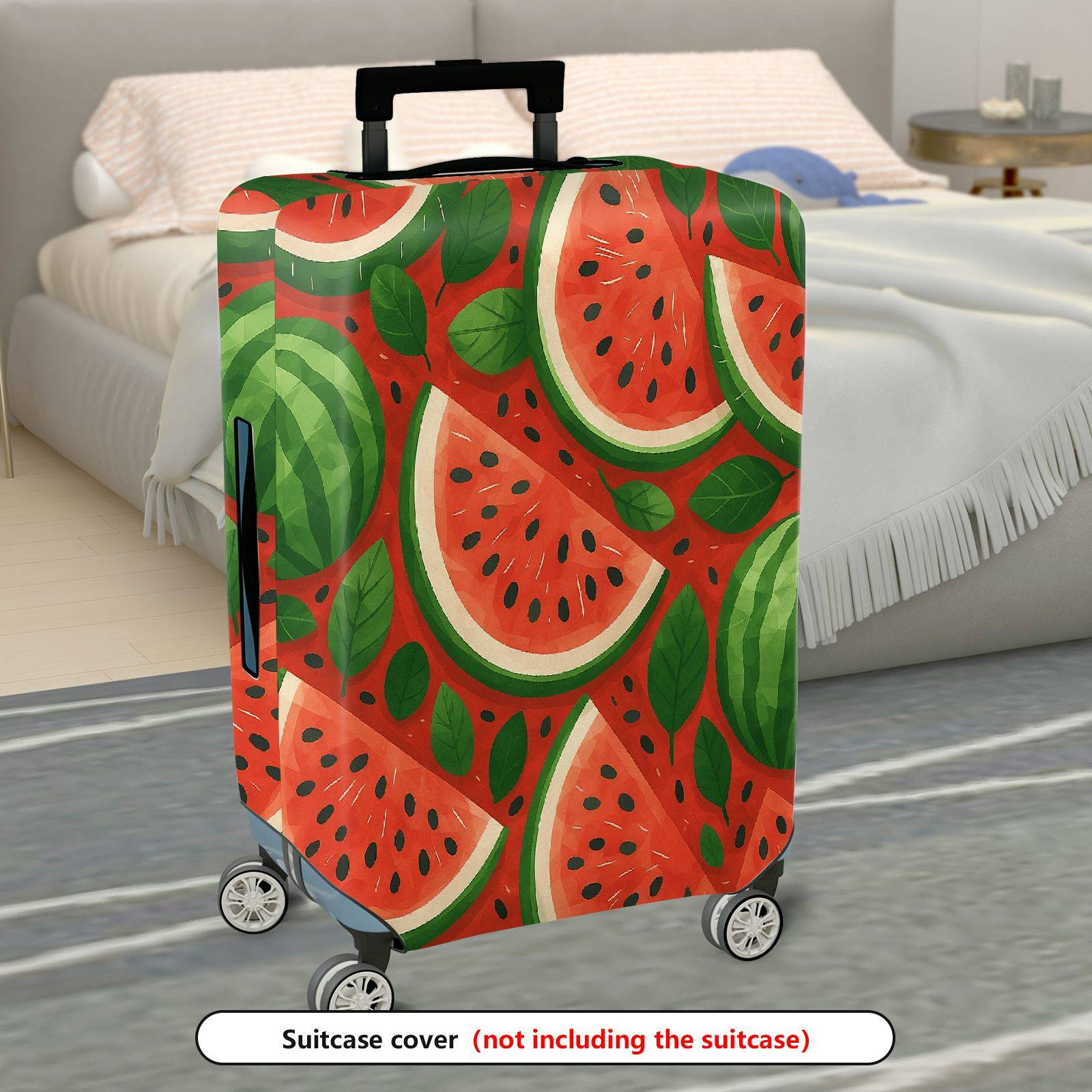 1-Piece Watermelon Fruit Fresh Green Leaf Summer Holiday  Suitcase Luggage Cover, Stretch Protective Sleeve