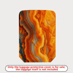 1-Piece Abstract Geometric Orange Blue Wave Dynamic Artistic  Suitcase Luggage Cover, Stretch Protective Sleeve