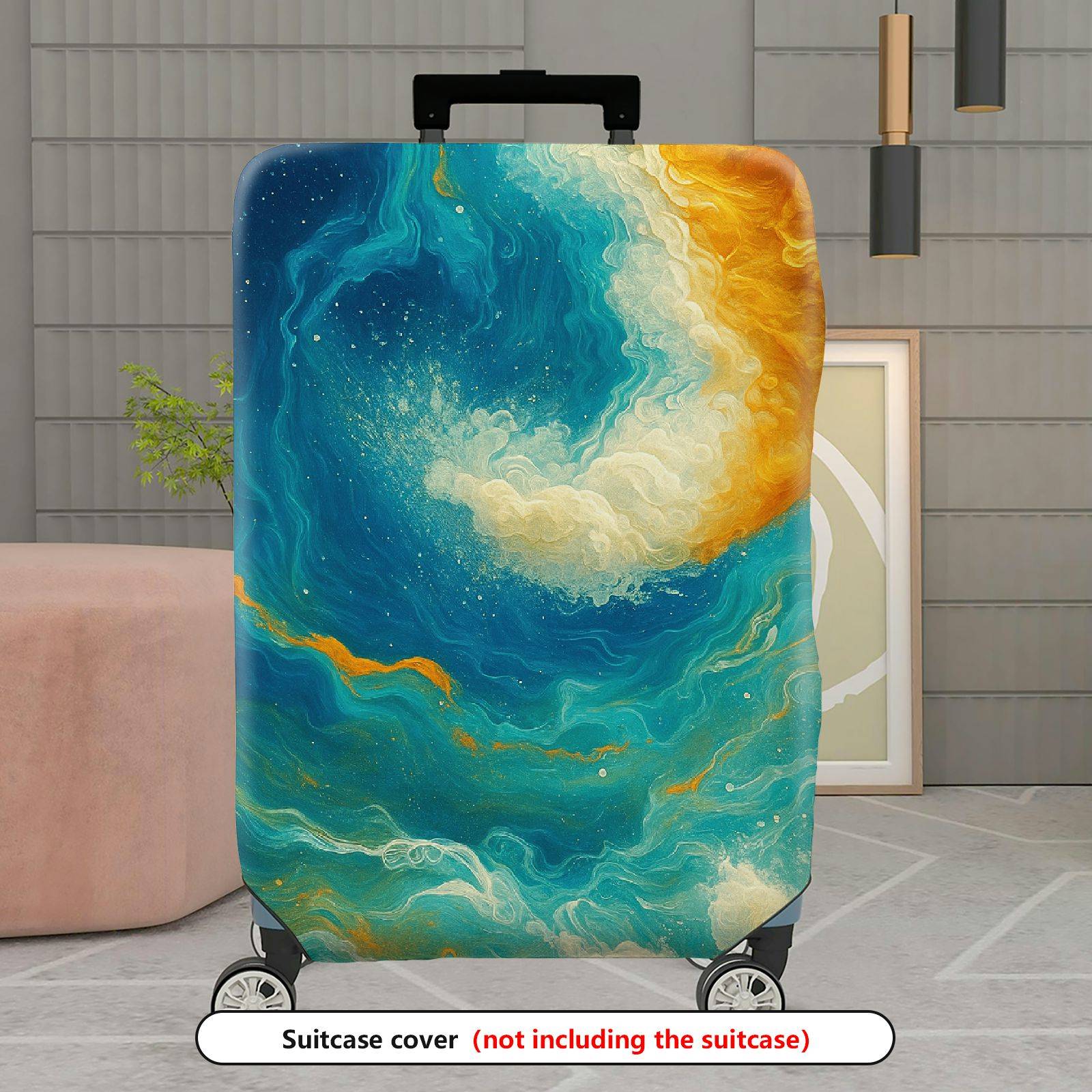 1-Piece Galaxy Wave Artistic Abstract Colorful Swirl Cosmic  Suitcase Luggage Cover, Stretch Protective Sleeve