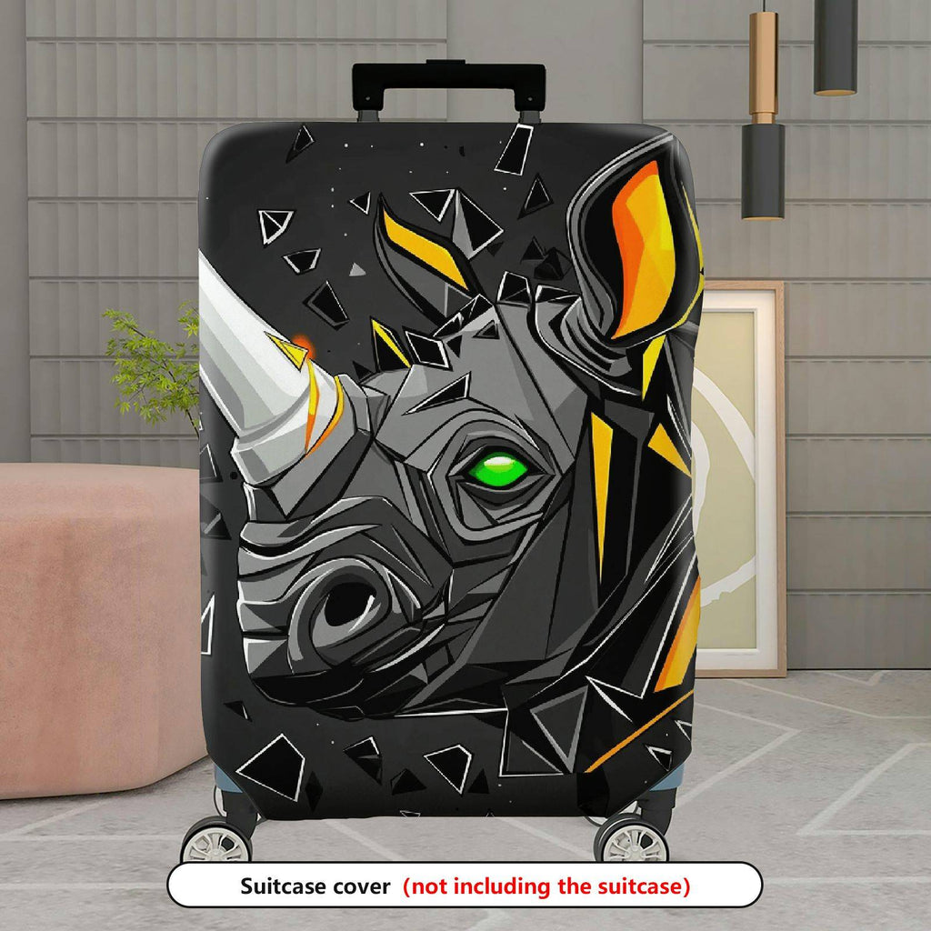 1-Piece Abstract Geometric Animal Horns Colorful Eye Rhino  Suitcase Luggage Cover, Stretch Protective Sleeve