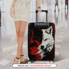 1-Piece Red Black Wolf Animal Abstract Stylish Cool Artistic  Suitcase Luggage Cover, Stretch Protective Sleeve