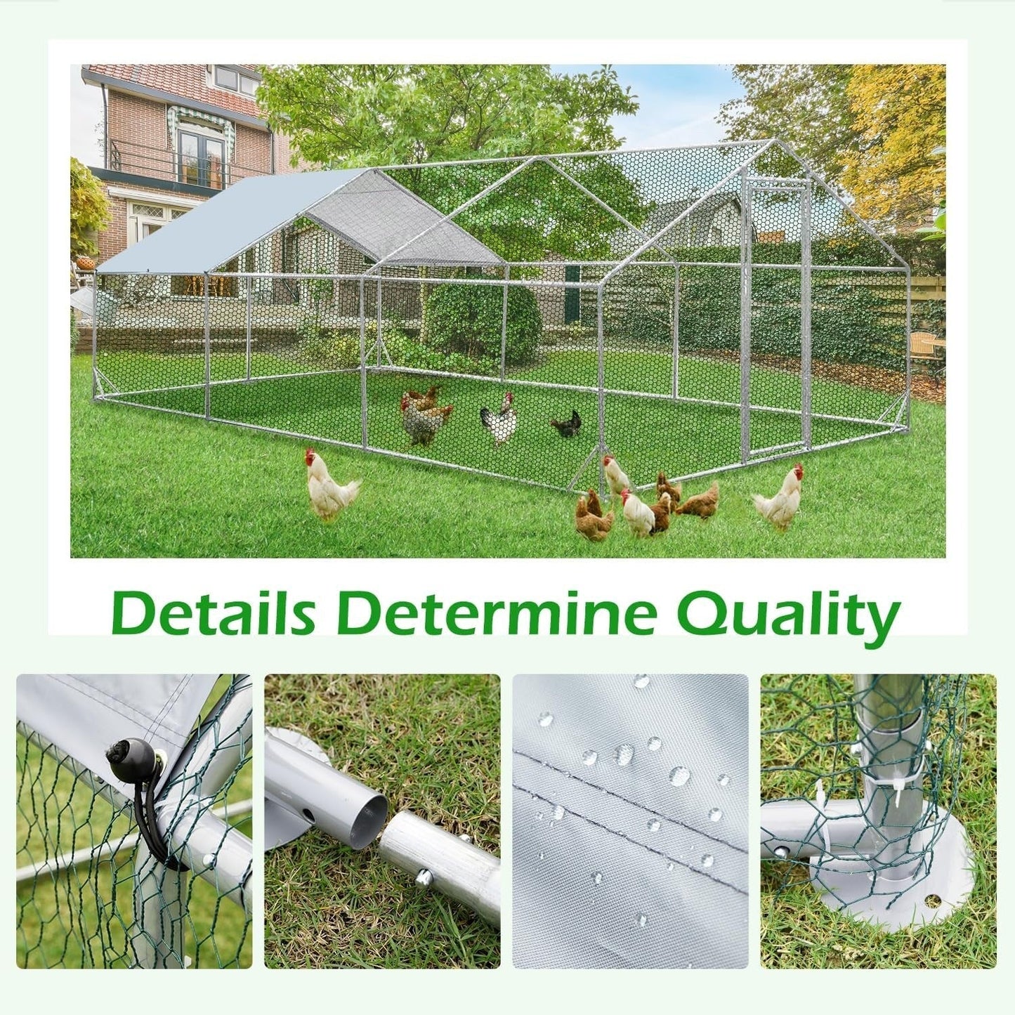 AECOJOY Large Metal Chicken Coop Run Walk-in Metal Chicken Cage