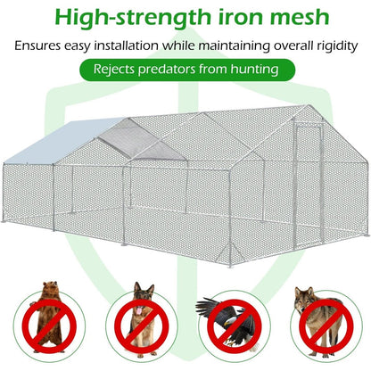 AECOJOY Large Metal Chicken Coop Run Walk-in Metal Chicken Cage