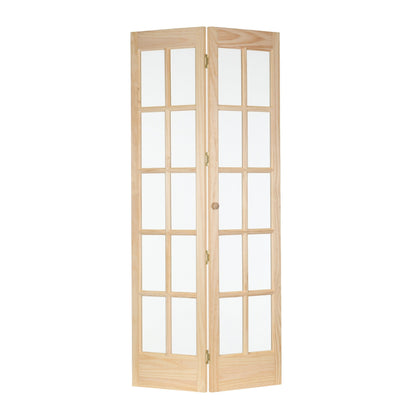 AWC Traditional Divided Glass Unfinished Pine 30-inch Bifold Door