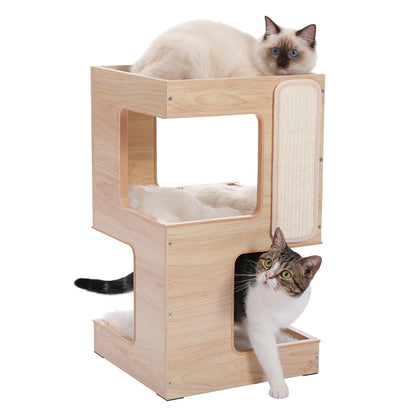 Cat House Cat Bed,Cat Tree with Scratching Pad and Removable Mats