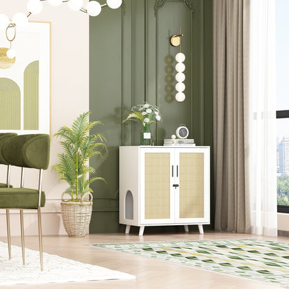 Cat Litter Box Enclosure Cat House Side Table Door Cabinet Bookcase