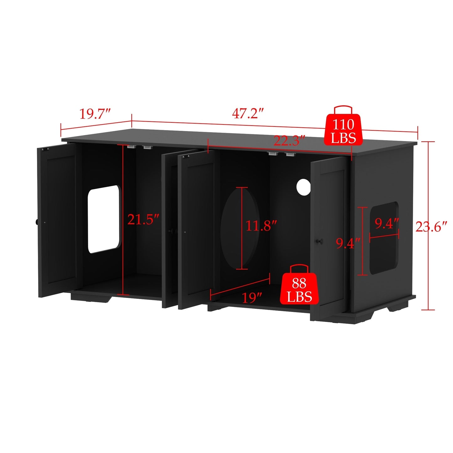 Double Pet Privacy Washroom Cat Litter Box Concealment Furniture