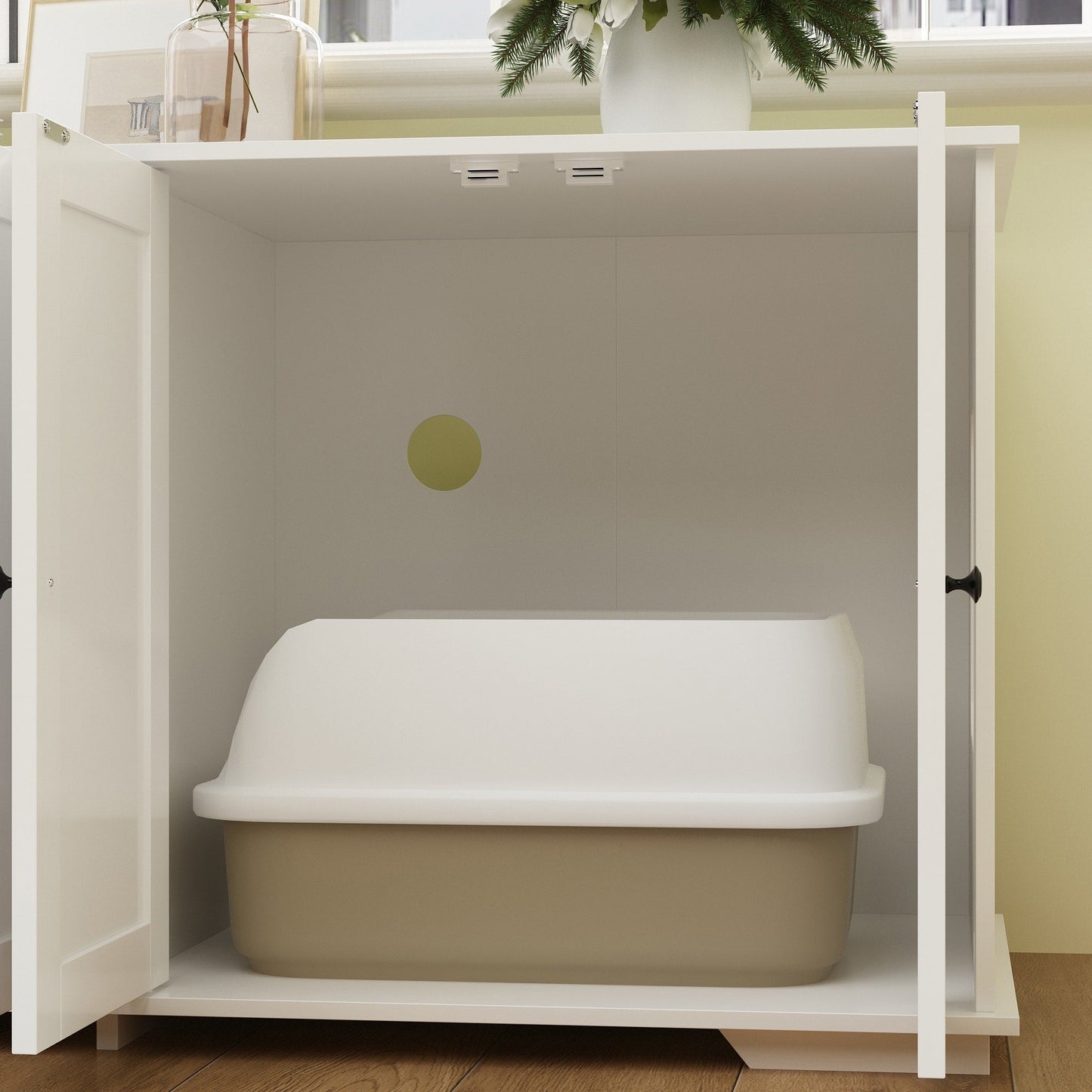 Double Pet Privacy Washroom Cat Litter Box Concealment Furniture