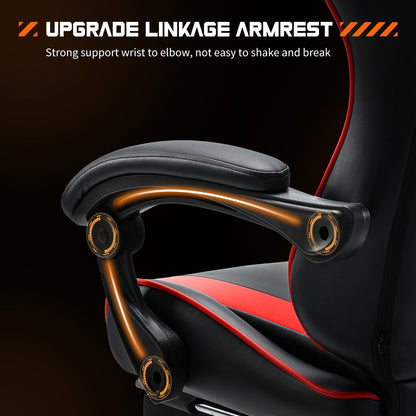 Ergonomic PU Leather 360¡ã Swivel Gaming Recliner with Footrest, Headrest, Lumbar Support, Adjustable Height
