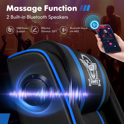 Gymax Massage Gaming Recliner Chair PU Leather Single Recliner Sofa