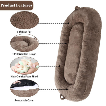 Large Dog Bed Washable Human Size Bed with Removable Cover