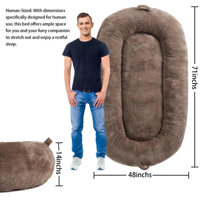 Large Dog Bed Washable Human Size Bed with Removable Cover