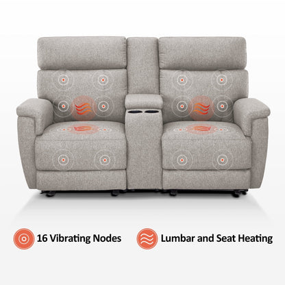 MCombo 60.2 Power Loveseat Recliner Sofa with Massage and Dual Heating, Adjustable Headrest, USB & Type C Port, Fabric