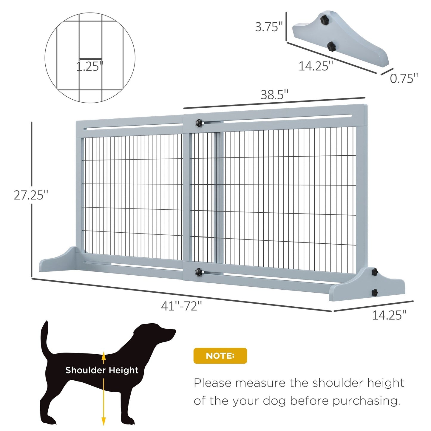 PawHut 72 Extra Wide Freestanding Pet Gate with Adjustable Length, Dog and Baby Small Gate for House, Doorway, Hallway, Grey