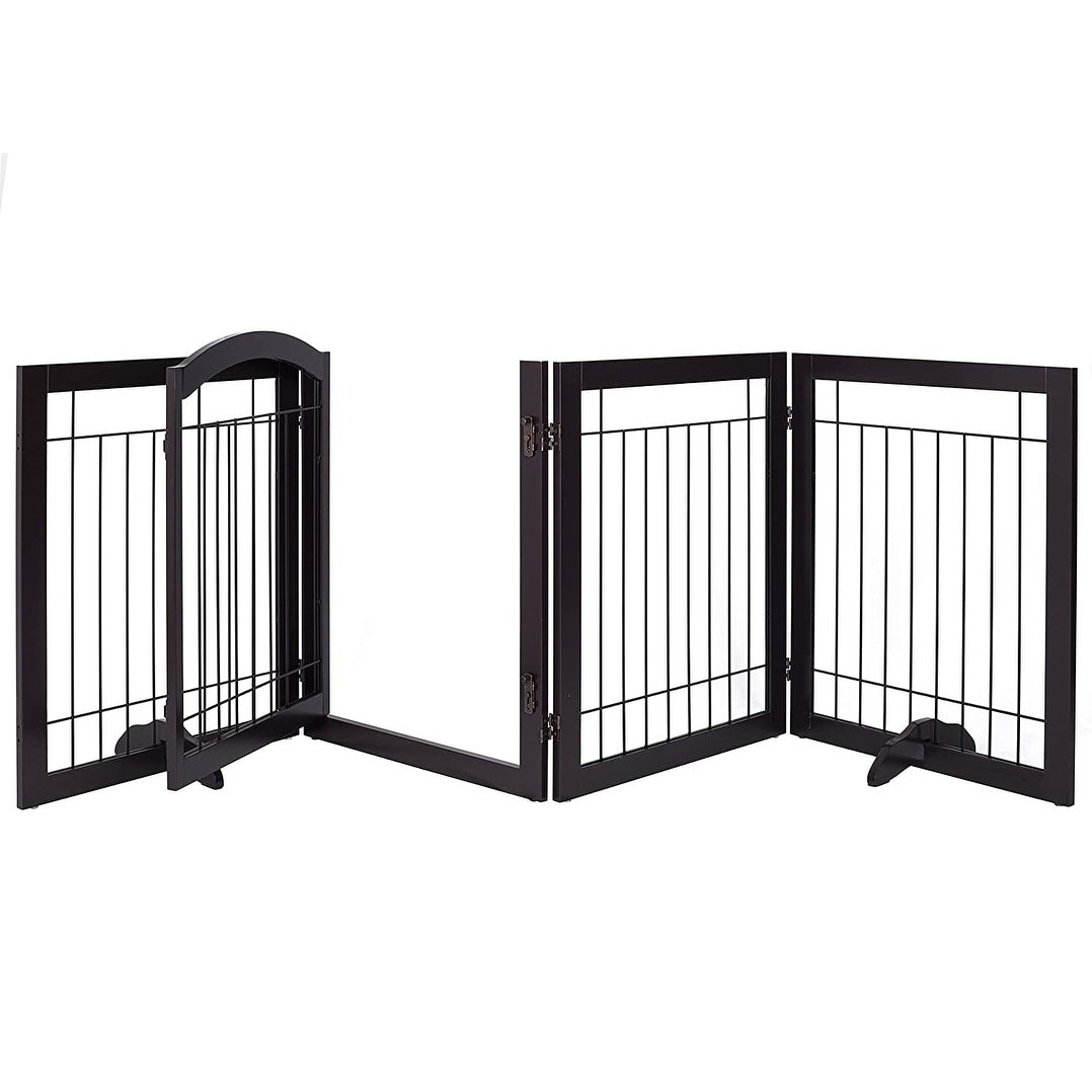 SPIRICH 96 inch Extra Wide 30 inches Tall Dog gate with Door Walk Through, Freestanding Wire Pet Gate,Pet Puppy Safety Fence